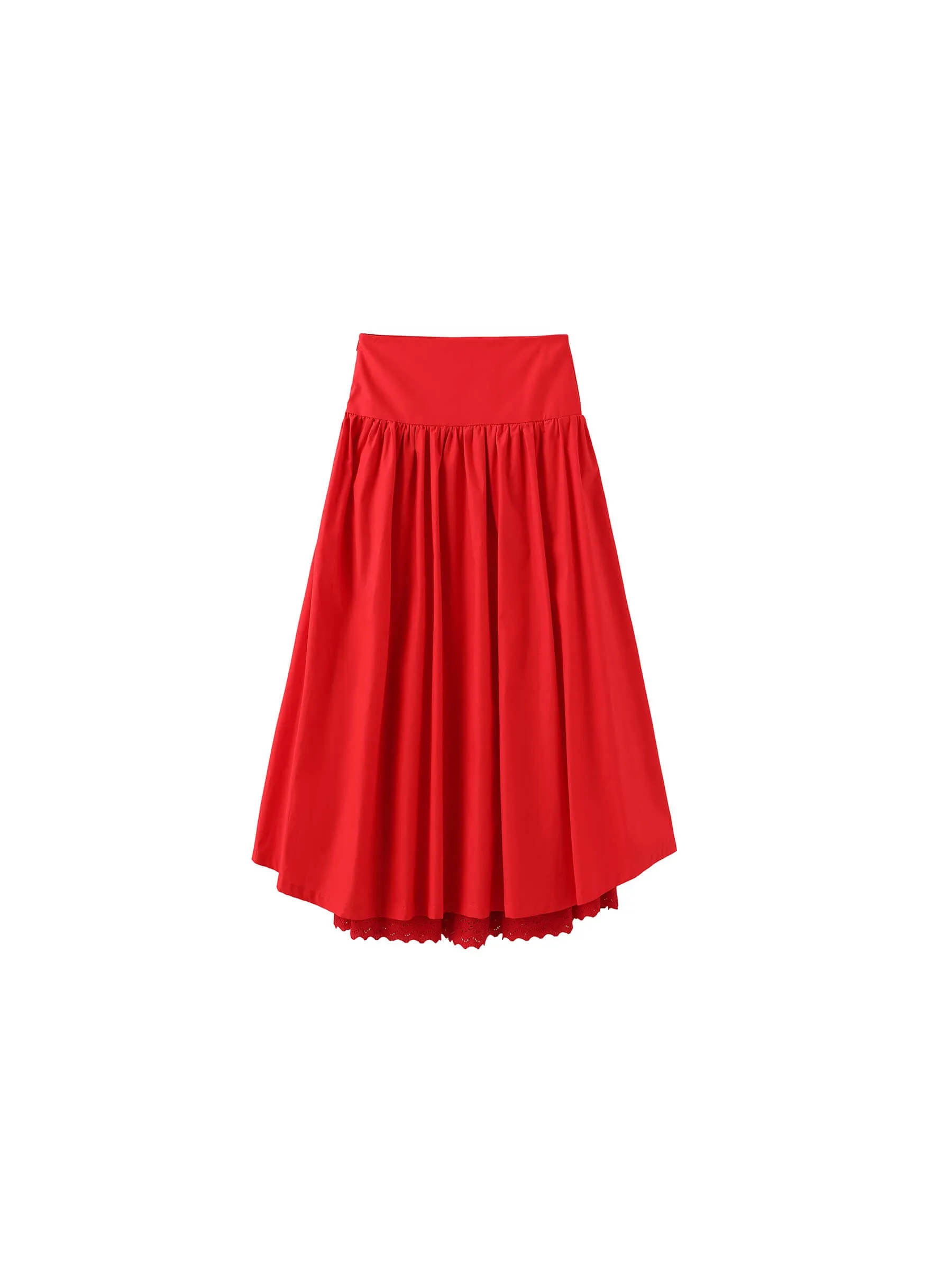 100% Cotton Double Layer Lace A-Line Skirt