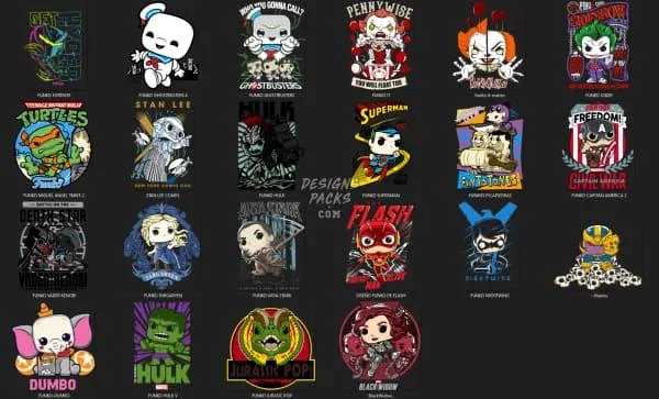 49 Funko Popculture Designs Bundle PNG PDF