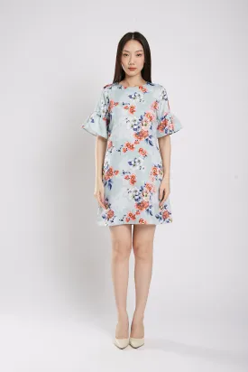 Aida Shift Dress in Sky Blue Floral