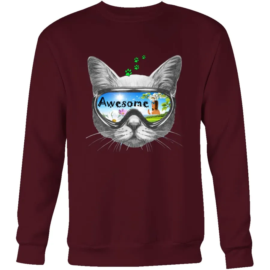 Awesome Cat| Cat Lover Crewneck Sweatshirt Mens Womens (4 colors)