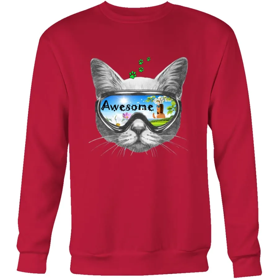 Awesome Cat| Cat Lover Crewneck Sweatshirt Mens Womens (4 colors)