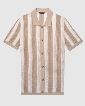 Beachside Button Up Short Sleeve Shirt - Sand Dollar