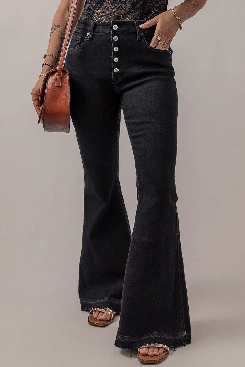 Black High Waist Flare Denim