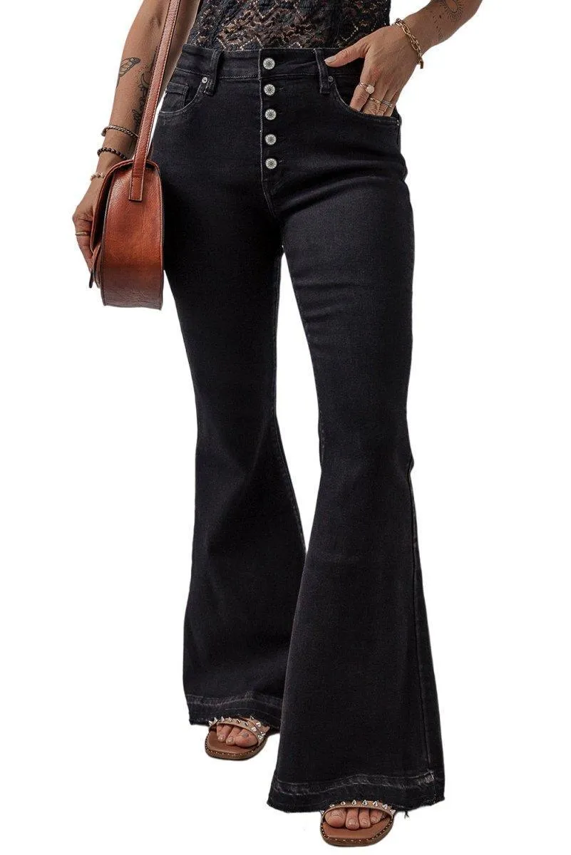 Black High Waist Flare Denim