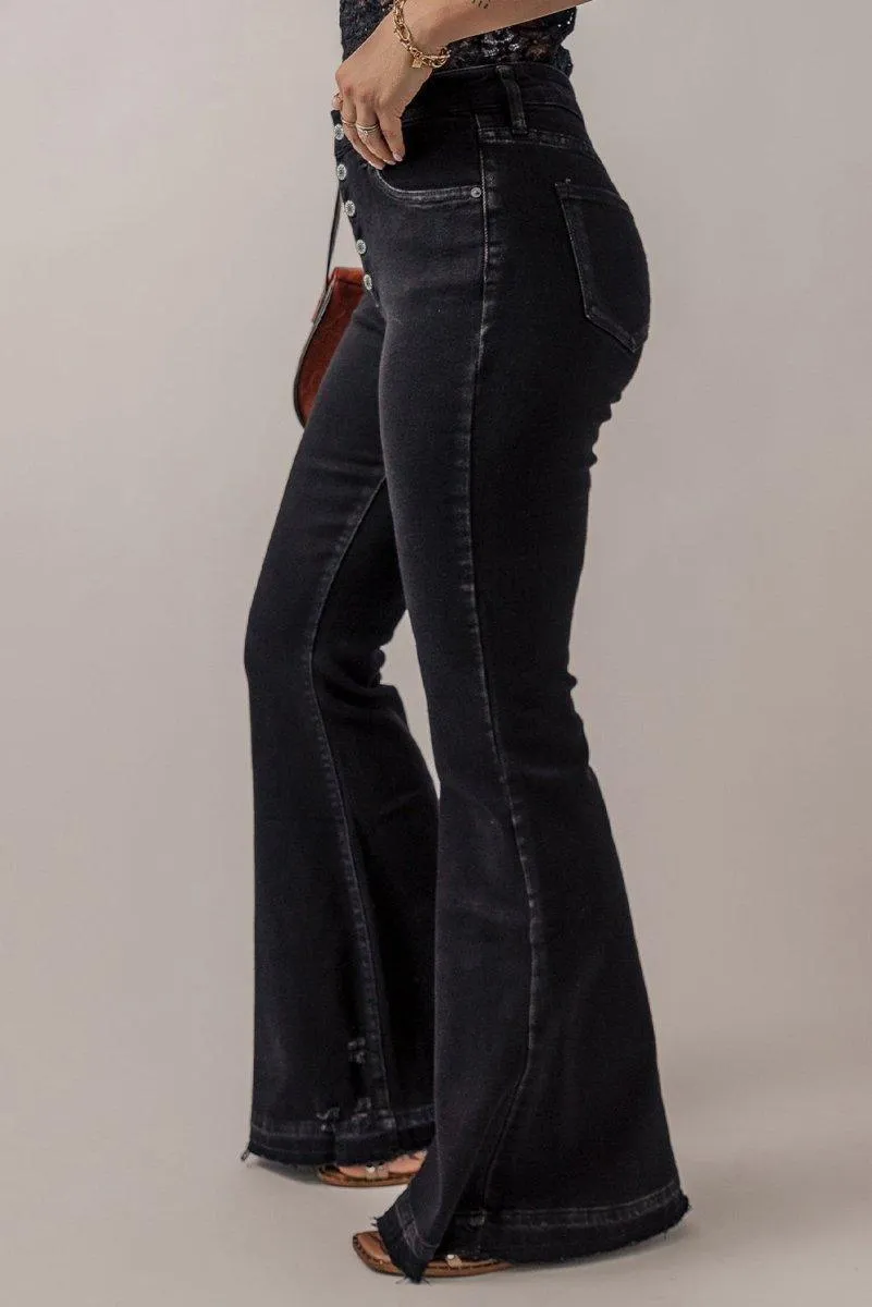 Black High Waist Flare Denim