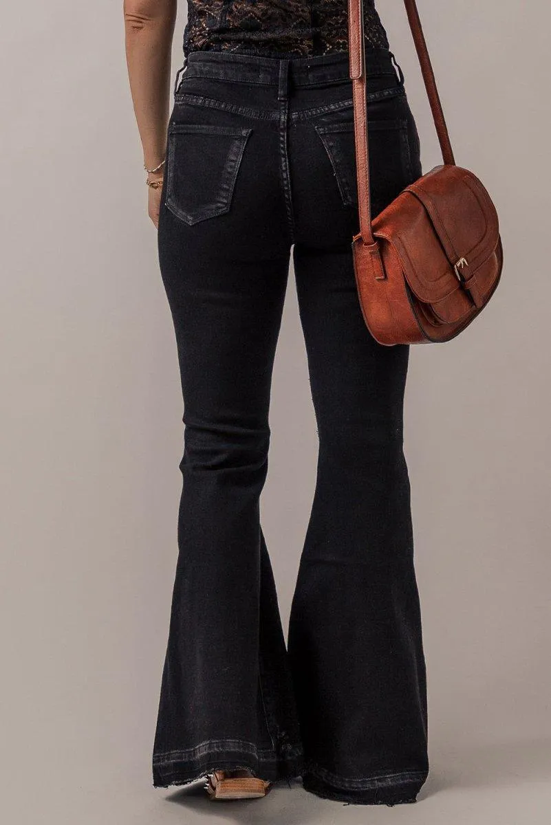 Black High Waist Flare Denim