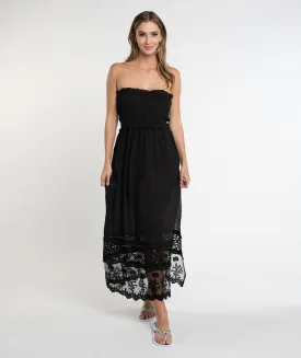 Black Strapless Slip-On Maxi Dress