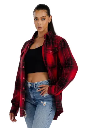 Boyfriend Oversized Soft Flannel Shacket Red Black Plaid