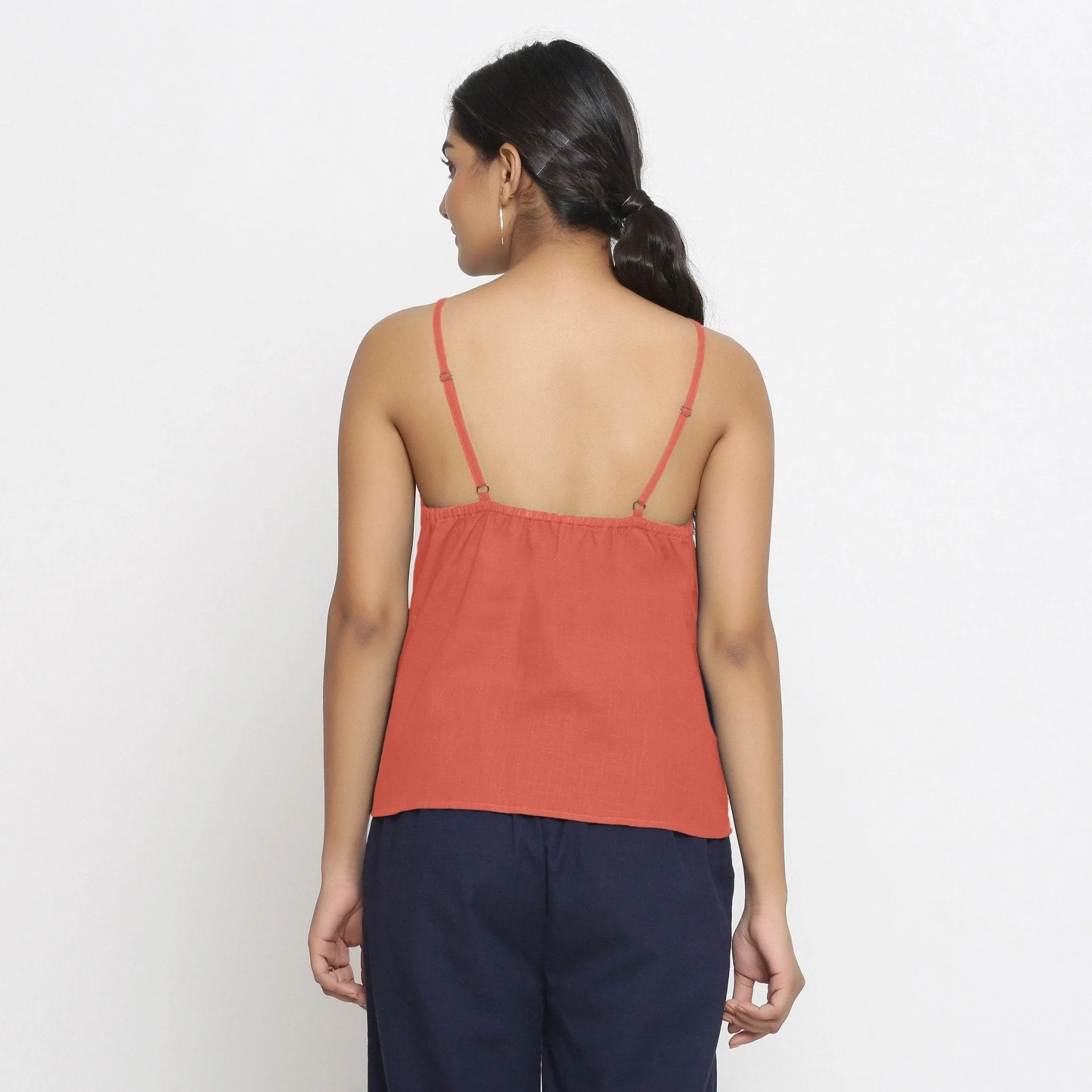 Brick Red 100% Cotton Strap Spaghetti Top