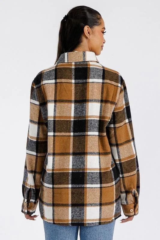 Brown Boyfriend Oversized Soft Flannel Shacket