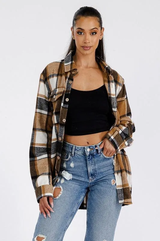 Brown Boyfriend Oversized Soft Flannel Shacket