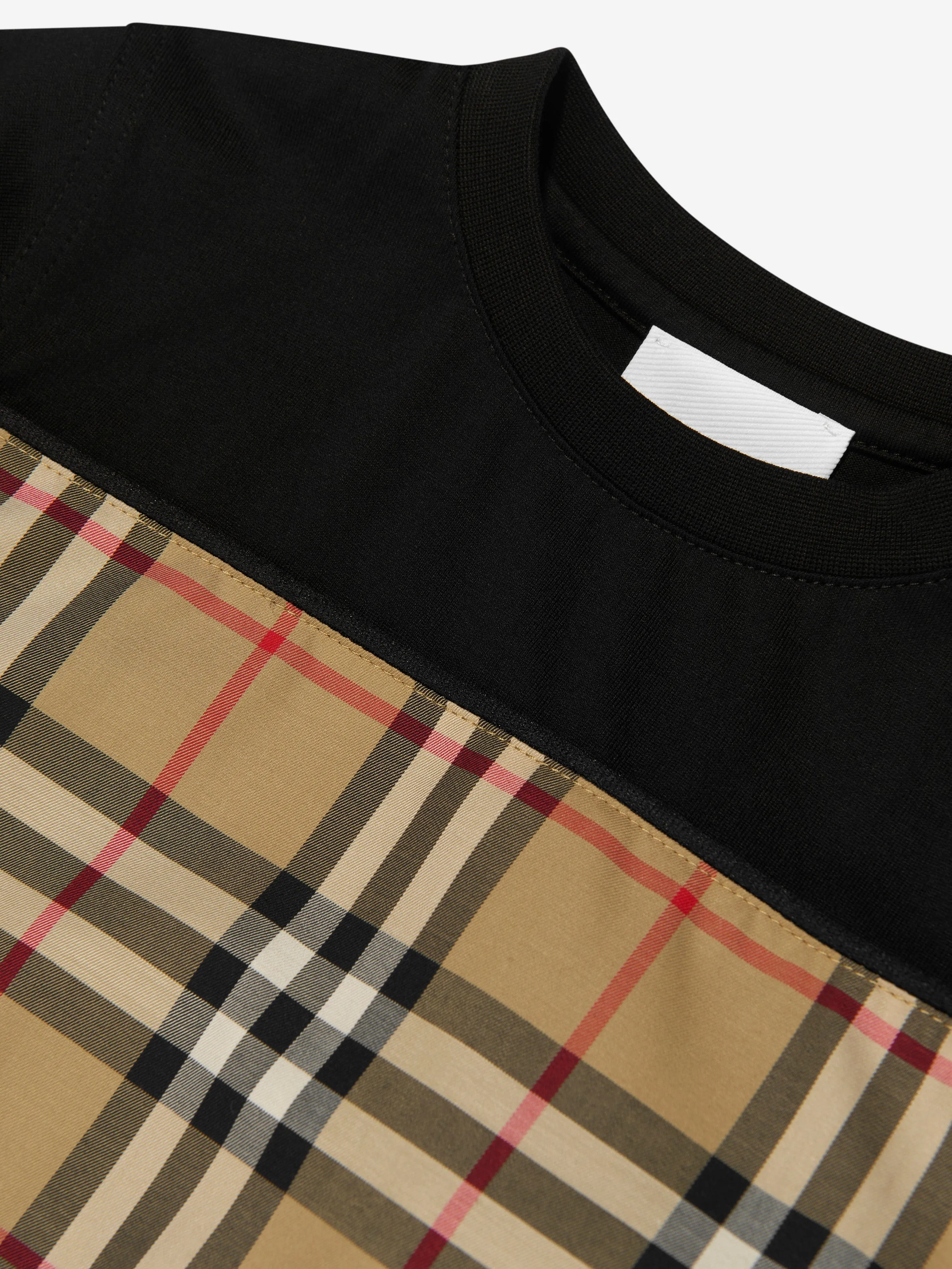 Burberry Baby Boys Mini Cedar Check T-Shirt in Black