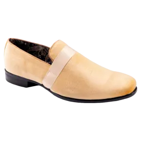 Canary Yellow Velvet Men's Shoe Slip-on with a satin ribbon