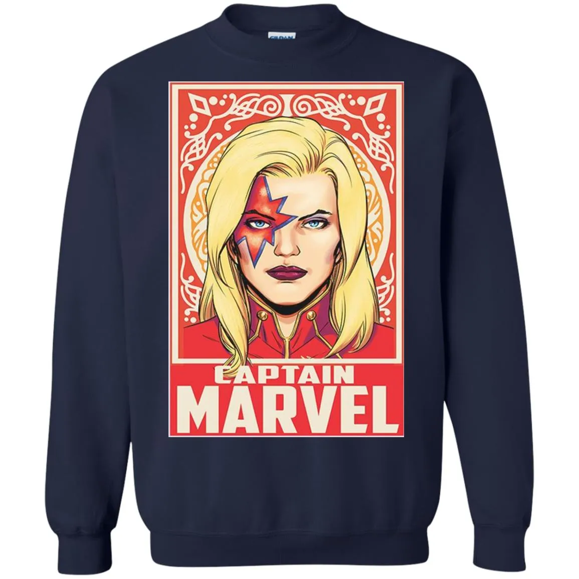 Captain Marvel Ornament Crewneck Pullover Sweatshirt