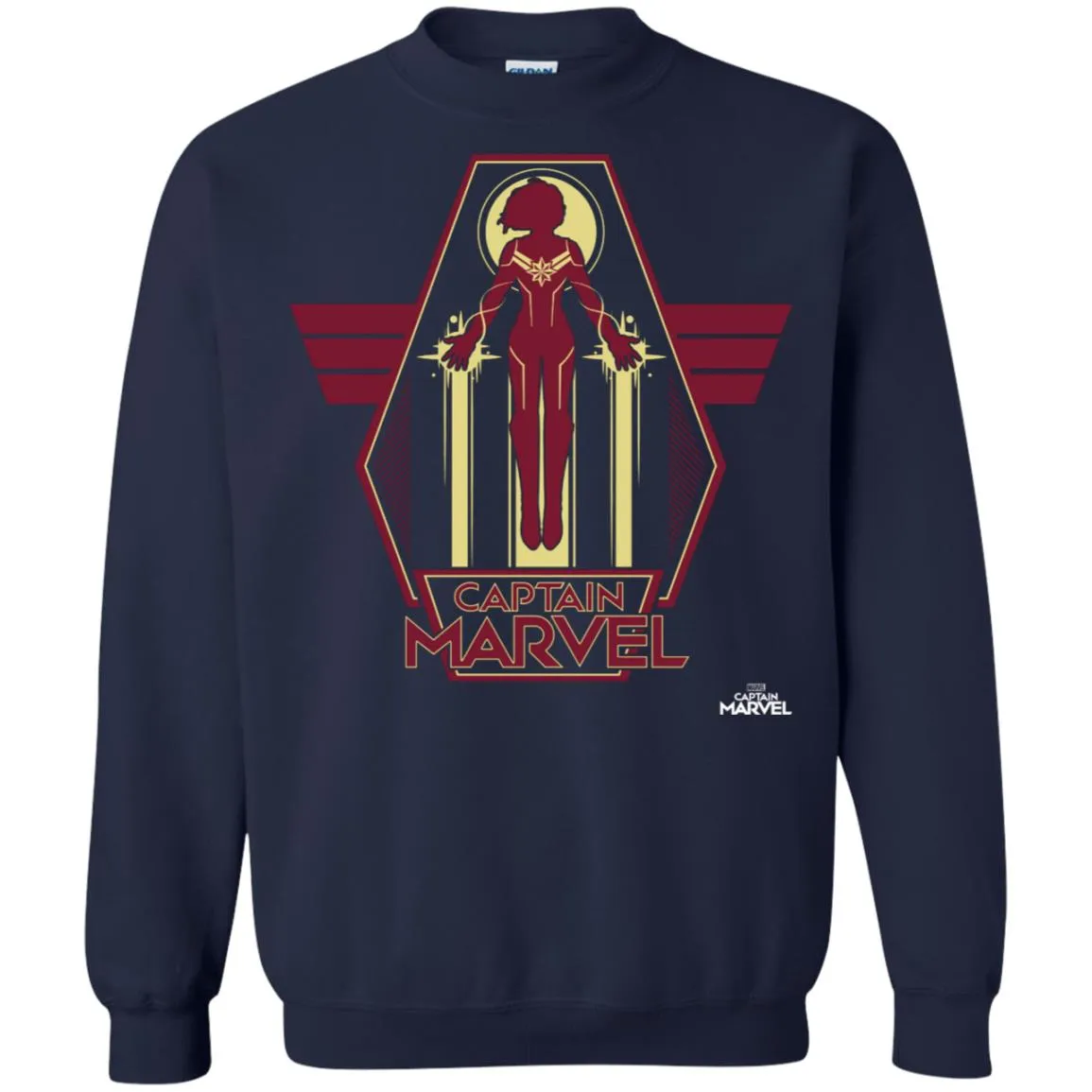 Captain Marvel Red Yellow Flight Powers Crewneck Pullover Sweatshirt