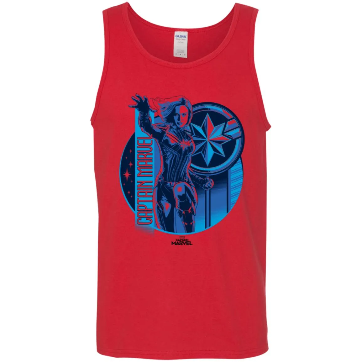 Captain Marvel Reflective Blue Circle Logo Men Cotton Tank