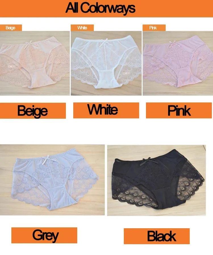 Chic 5-Pack Women's Lace Briefs - Stylish Panties in Vibrant Colors, Plus Sizes Offered