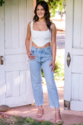 CLEARANCE - 90's Crop Mid Rise Straight Denim