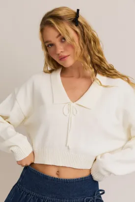 Collared Sweater Crop Top