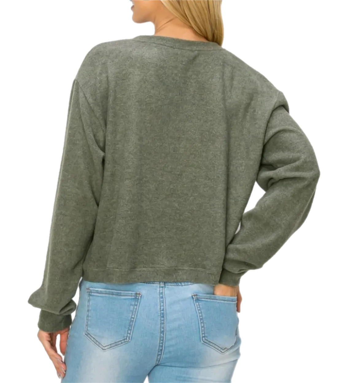 Comfy top with long sleeves in h. evergreen cozy brushed Jersey