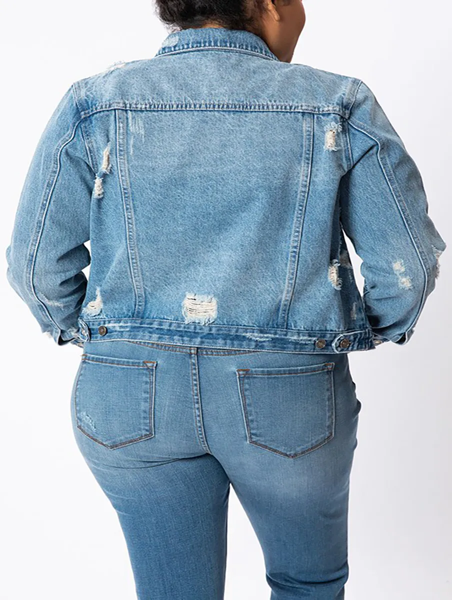 Curvy Bethany Denim Jacket by KanCan