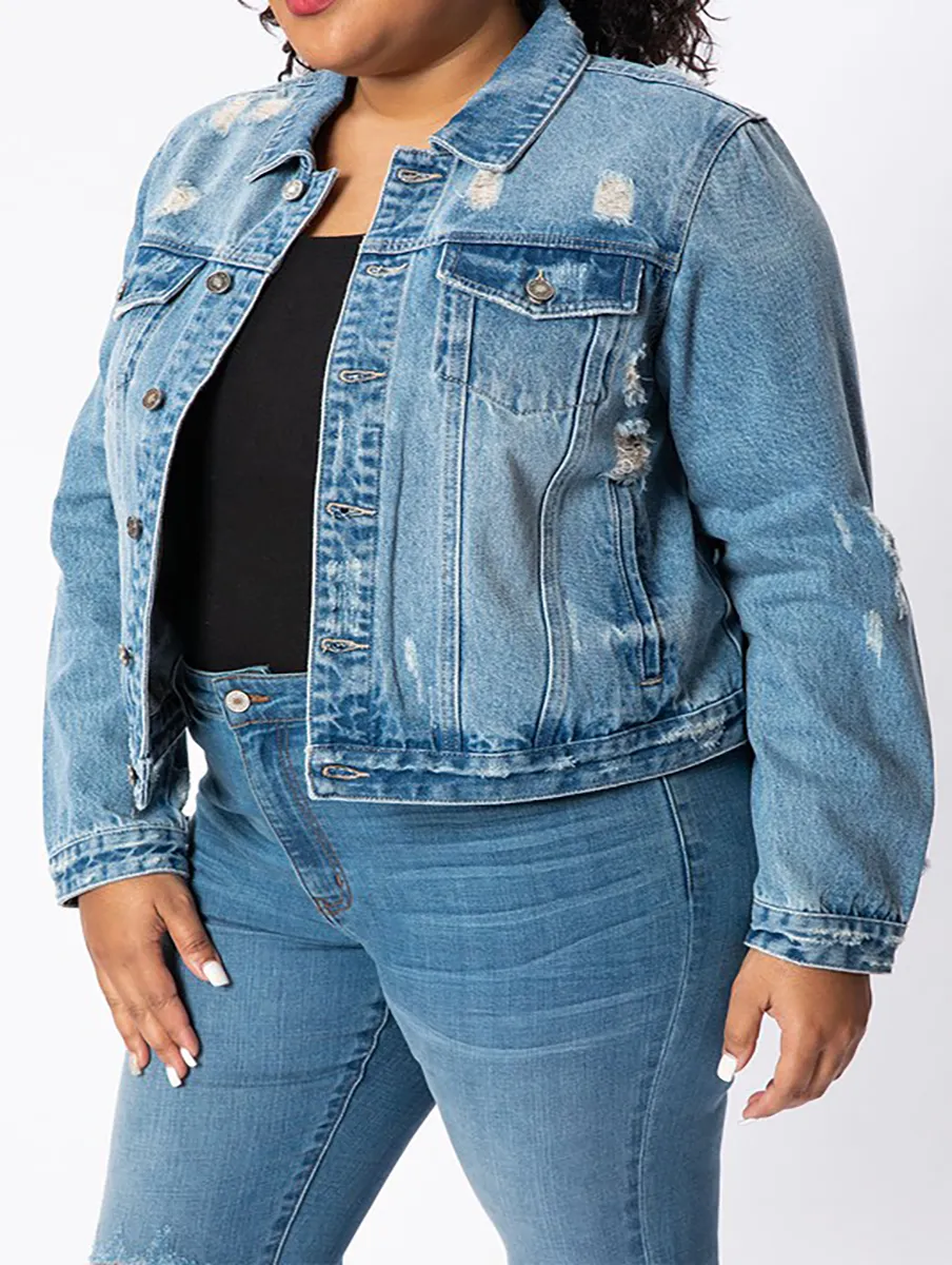 Curvy Bethany Denim Jacket by KanCan