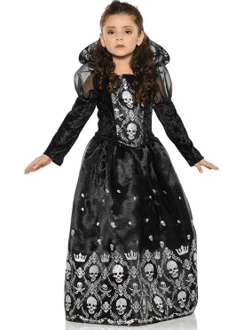 Dark Princess Girls Skull Print Halloween Costume