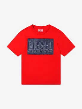 Diesel Boys Logo T-Shirt in Red