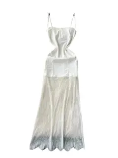 Elegant Patchwork White Slip Dress