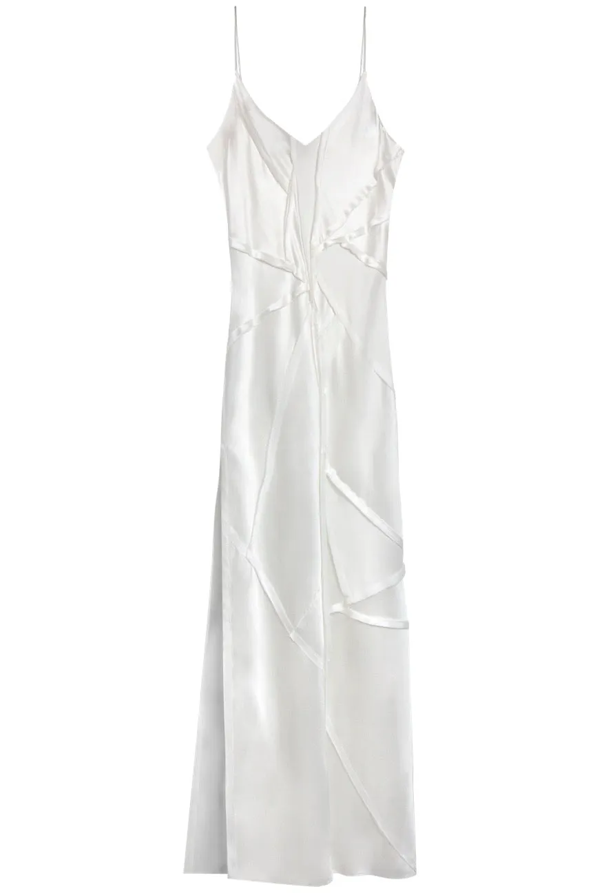 Elongated Recycled Dress with Slit - Natural