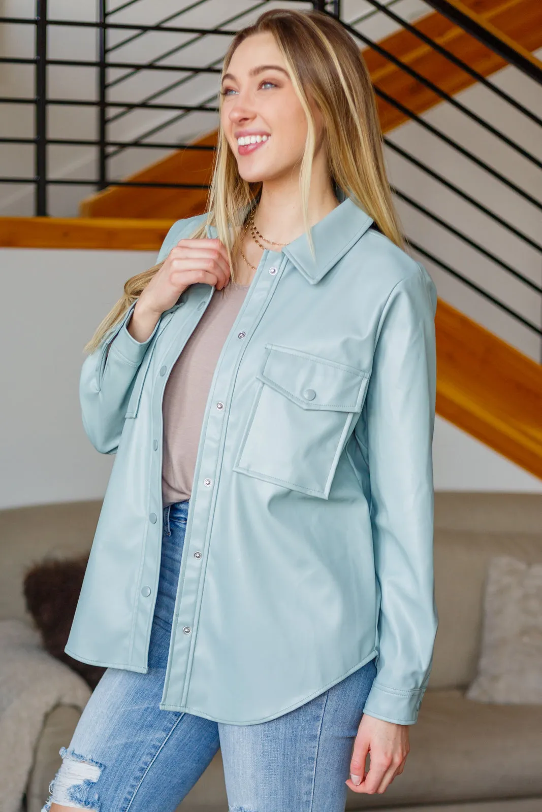 Endlessly Longing Faux Leather Shacket (Ships in 2-3 Weeks)