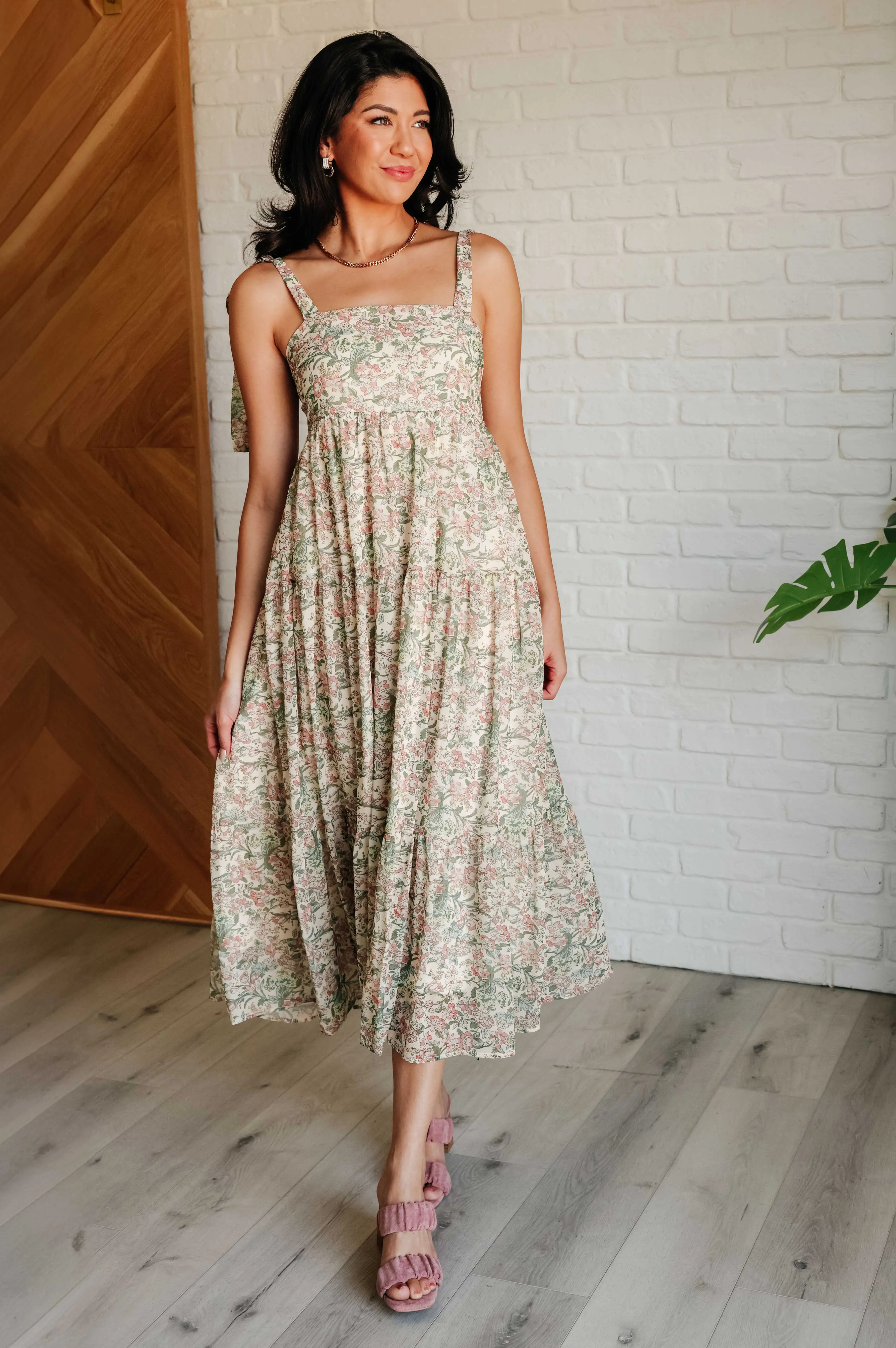 English Garden Square Neck Tiered Dress