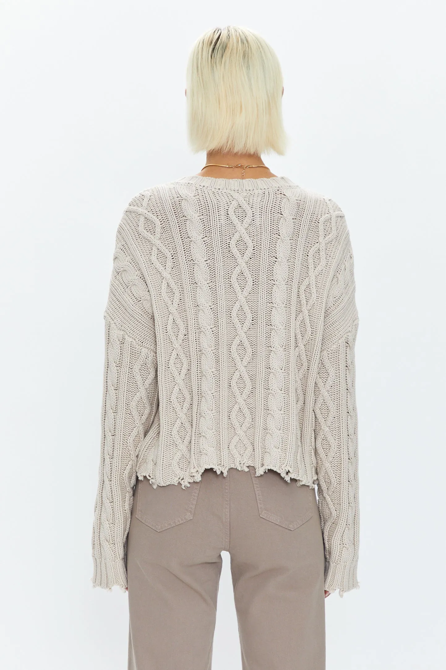 Eva Crew Neck Sweater - Dove Cable