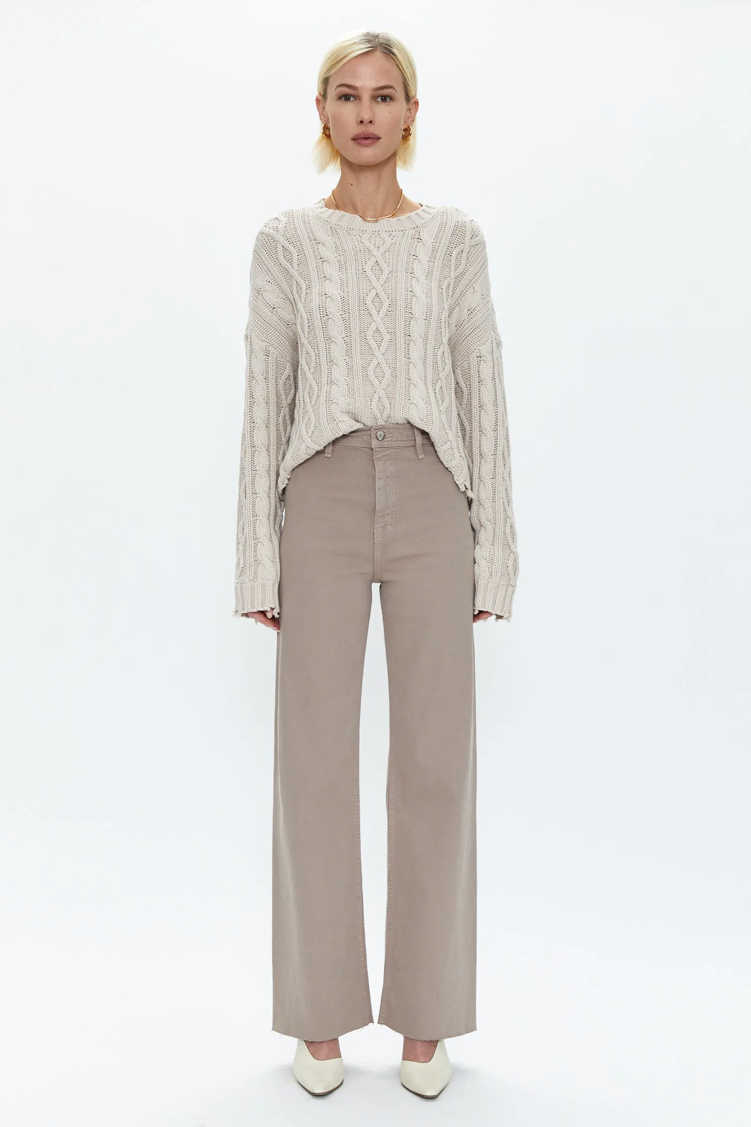 Eva Crew Neck Sweater - Dove Cable