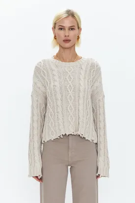 Eva Crew Neck Sweater - Dove Cable