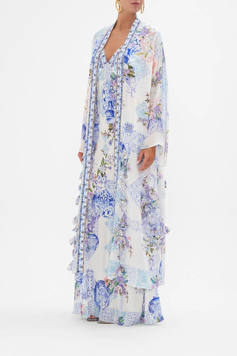 FLARE SLEEVE LONG ROBE PAINT ME POSITANO