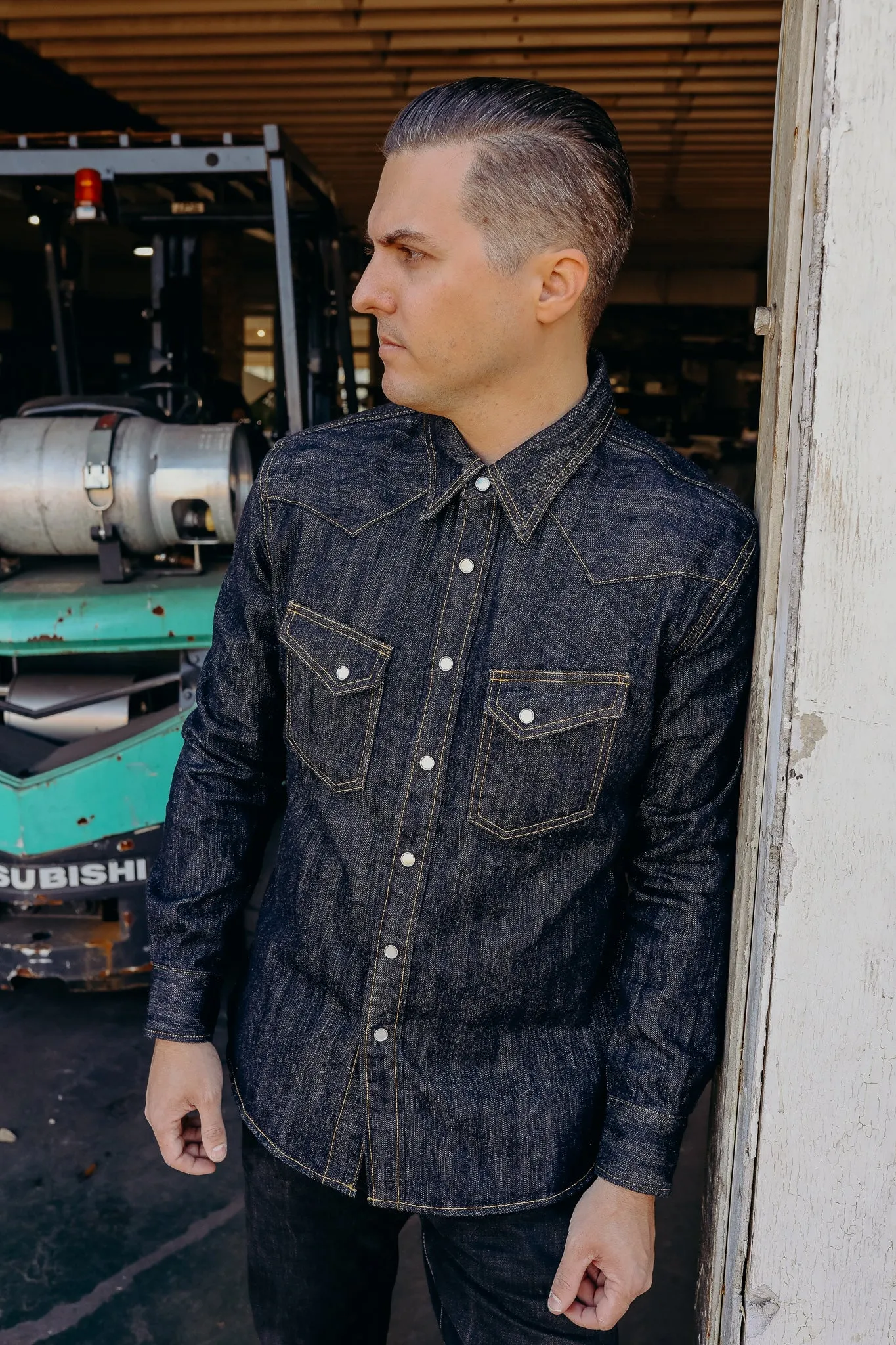 Flat Head Western Shirt - 10oz Indigo Denim FN-SDW-001L