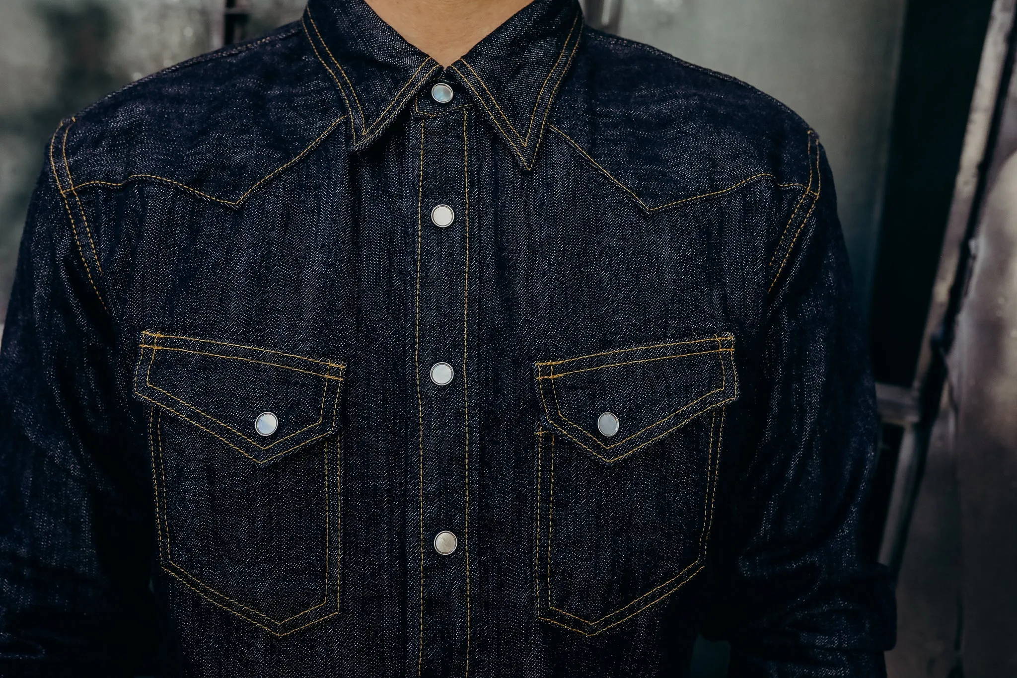 Flat Head Western Shirt - 10oz Indigo Denim FN-SDW-001L