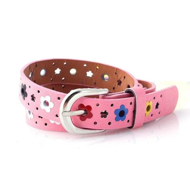 Floral Design Kids' Hollow PU Leather Belt