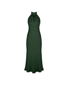 GIGI LINEN HALTER DRESS EMERALD