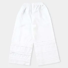 Girls Cotton Pleated Culotte-White