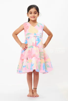 Girls Summery Floral Belted Dress - Bright and Breezy