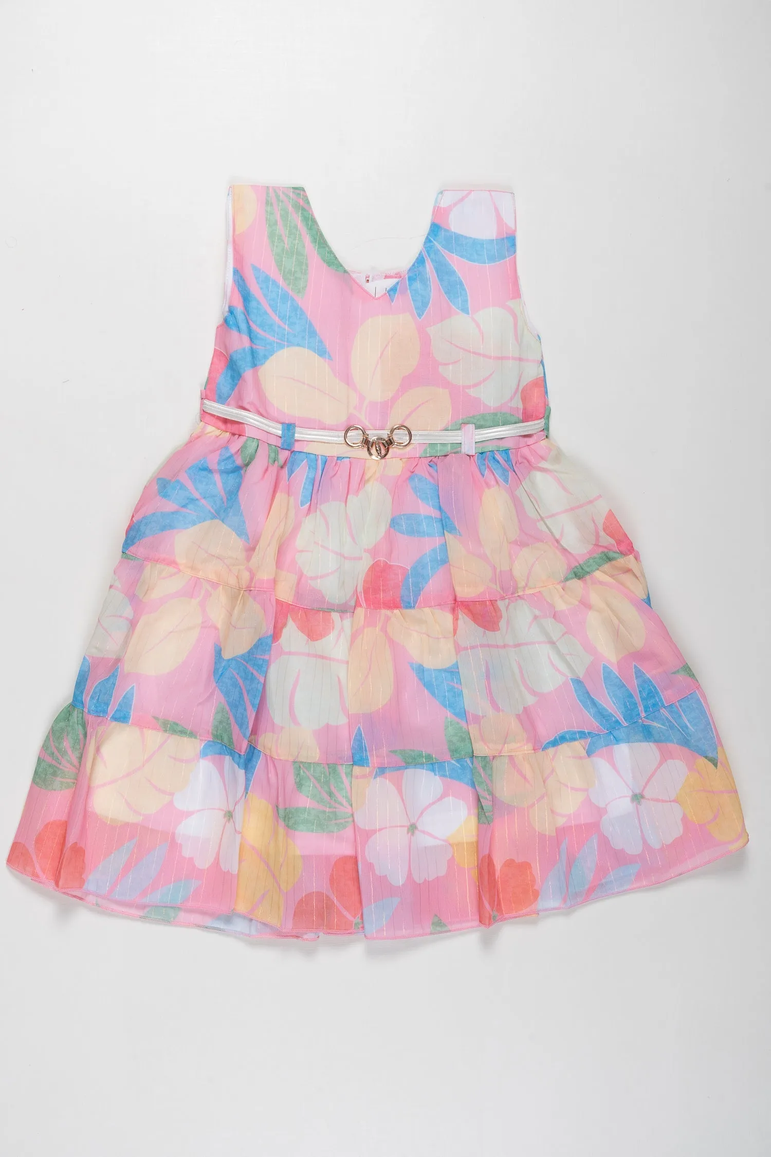 Girls Summery Floral Belted Dress - Bright and Breezy