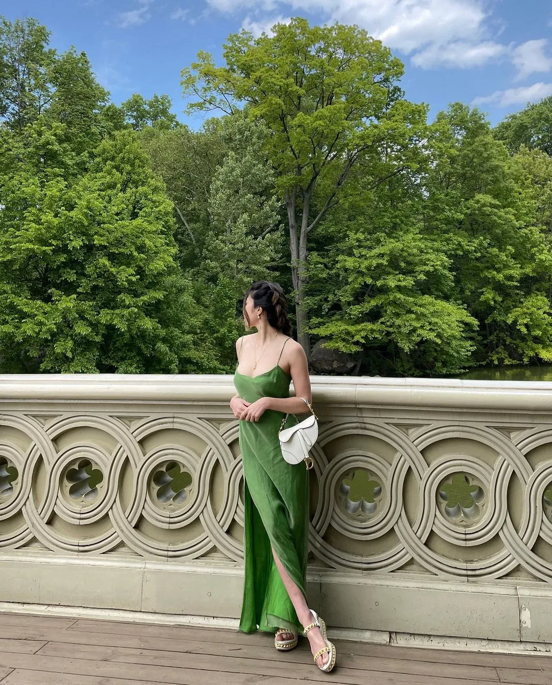 Green Elegant Slip Dress