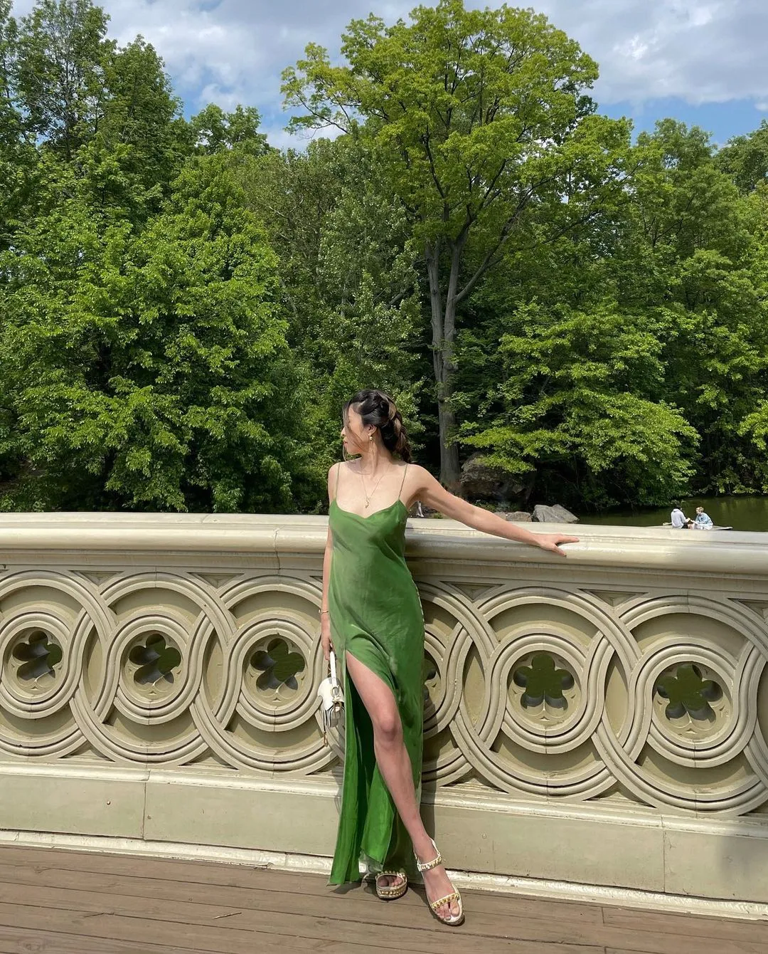 Green Elegant Slip Dress