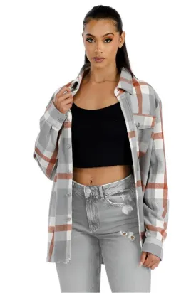 Grey Boyfriend Oversized Soft Flannel Shacket