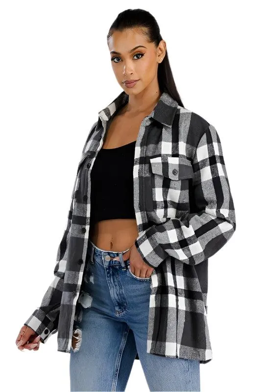 Grey Boyfriend Oversized Soft Flannel Shacket