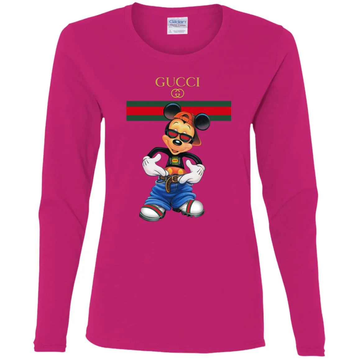 Gucci Logo Mickey Gift Trending T-shirt Women Long Sleeve Shirt