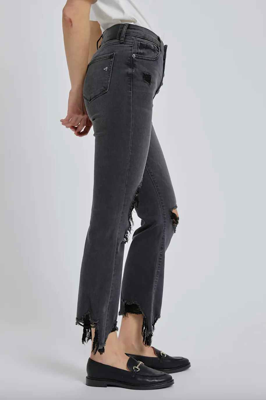 happi high rise cropped flare - black