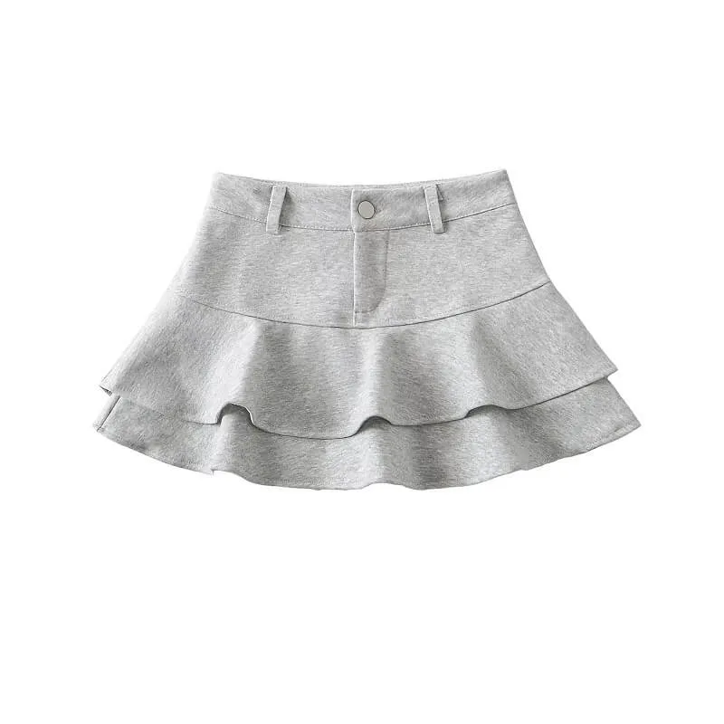 High-waist layered ruffle mini skirt